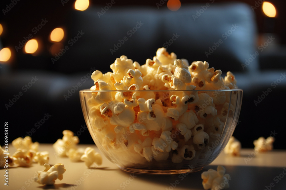 A bowl of popcorn generative AI A bowl of popcorn generative AI