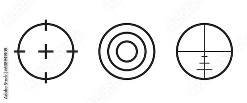 Target line vector icon. Firearm aiming focus symbol. Sniper aim pointer
