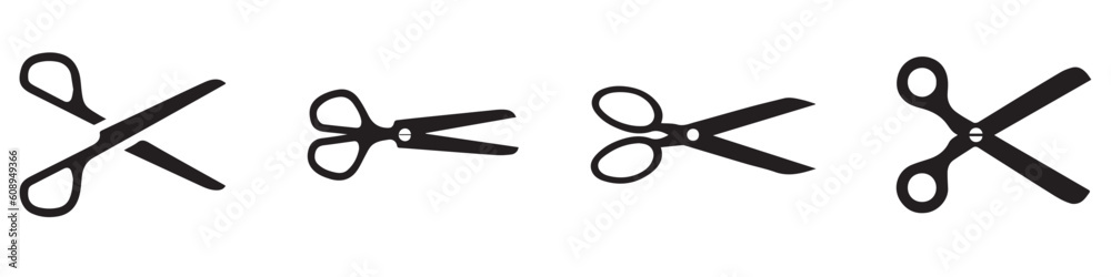 Scissors set. Flat icon style. Collection scissors black on white background. - stock vector.EPS 10 Scissors set. Flat icon style. Collection scissors black on white background. - stock vector.EPS 10