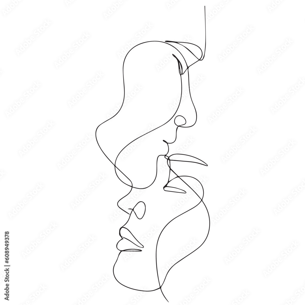 One line picture. Man and woman. Vector image.EPS 10