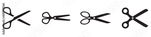 Scissors set. Flat icon style. Collection scissors black on white background. - stock vector.EPS 10