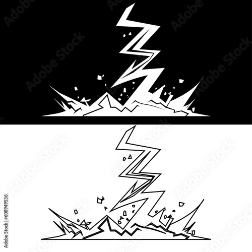 Earthquake natural disaster black and white vector image