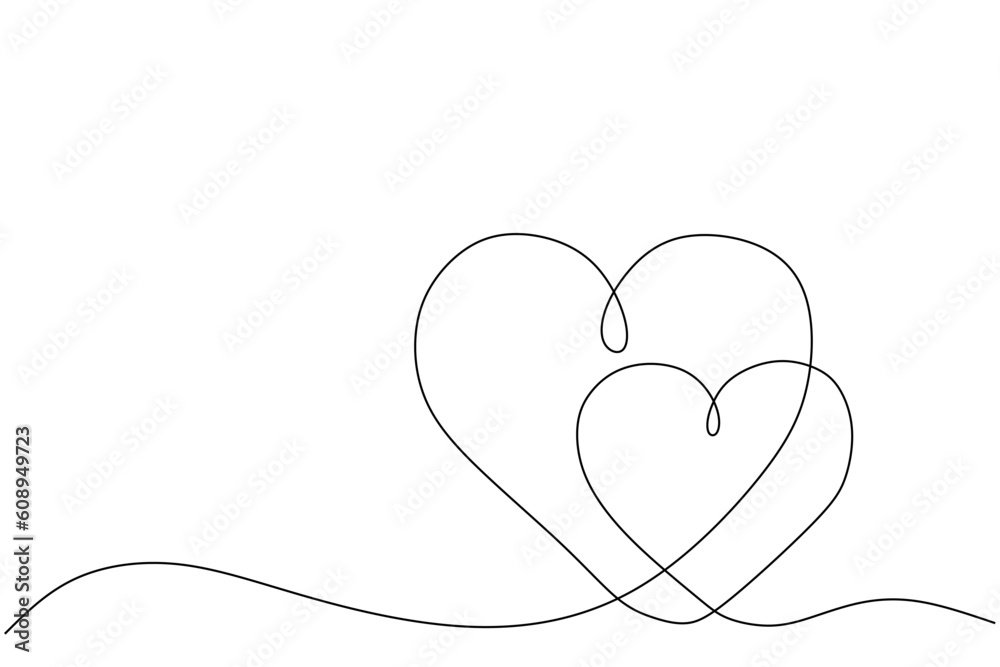 Heart background valentine day design, one line draw vector illustration isolated on white background. Heart background valentine day design, one line draw vector illustration isolated on white background.