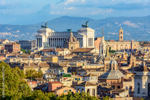 Photography Rome cityscape seen from top of Saint Angel's castle, Italy