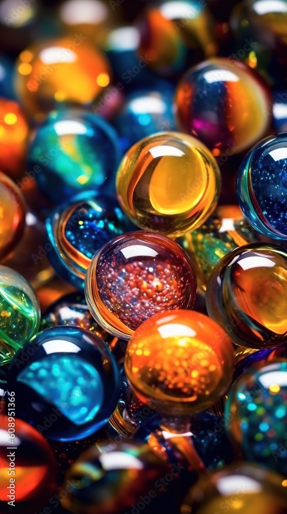 Illustration of glass marbles background, AI Generated Illustration of glass marbles background, AI Generated