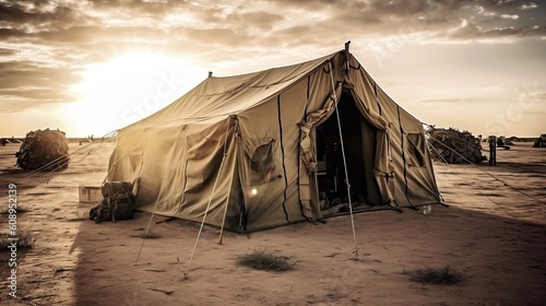 military tent in the desert photo