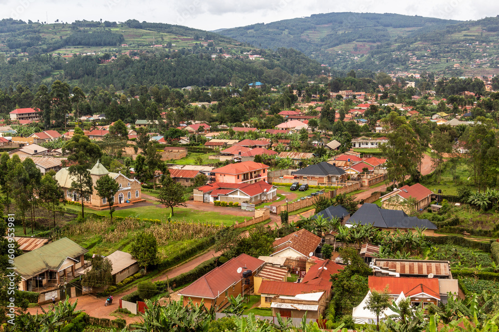 Fototapeta premium Aerial view of Kabale town, Uganda