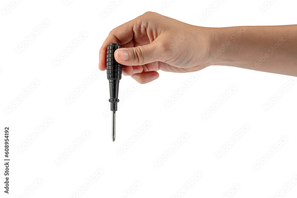 Hand and screwdriver tools on transparent background Hand and screwdriver tools on transparent background