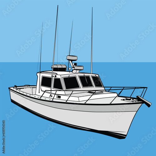 Trailer sport fishing boat illustration vector image