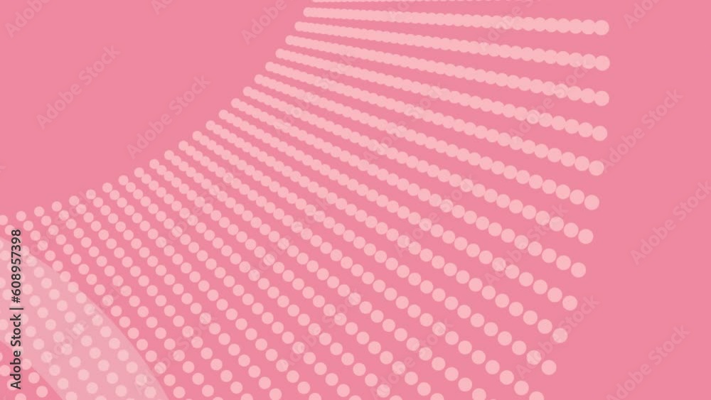 複雑に動くドットと円の背景3D素材 ピンク