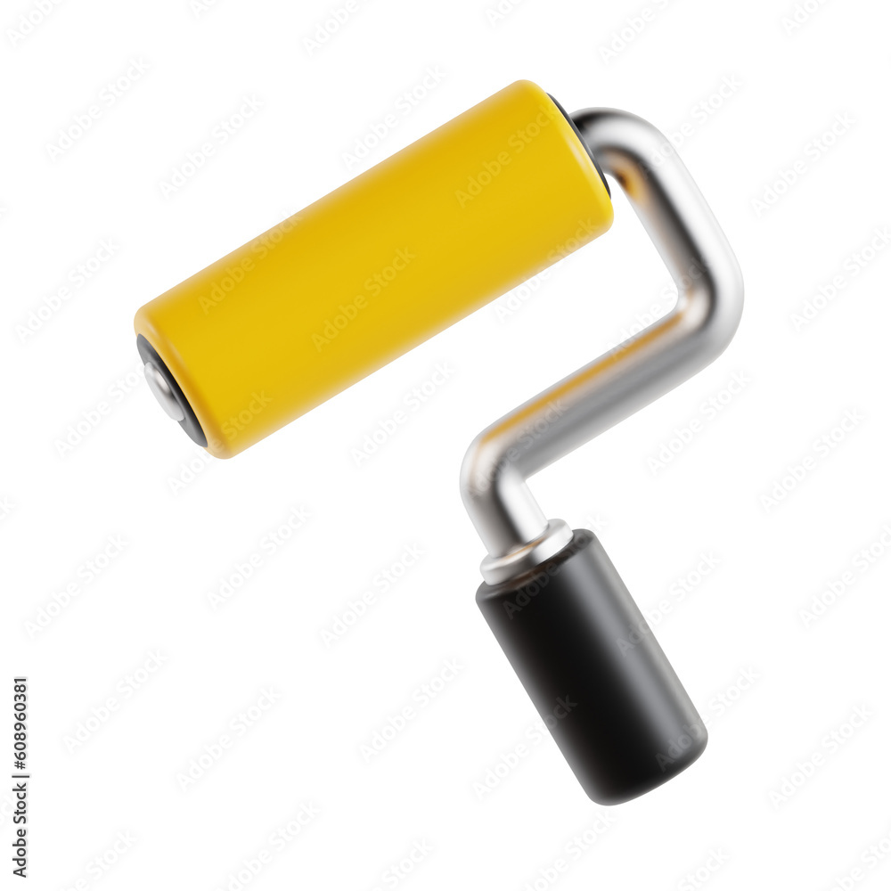 paint roller 3d render icon illustration, transparent background, construction tool paint roller 3d render icon illustration, transparent background, construction tool