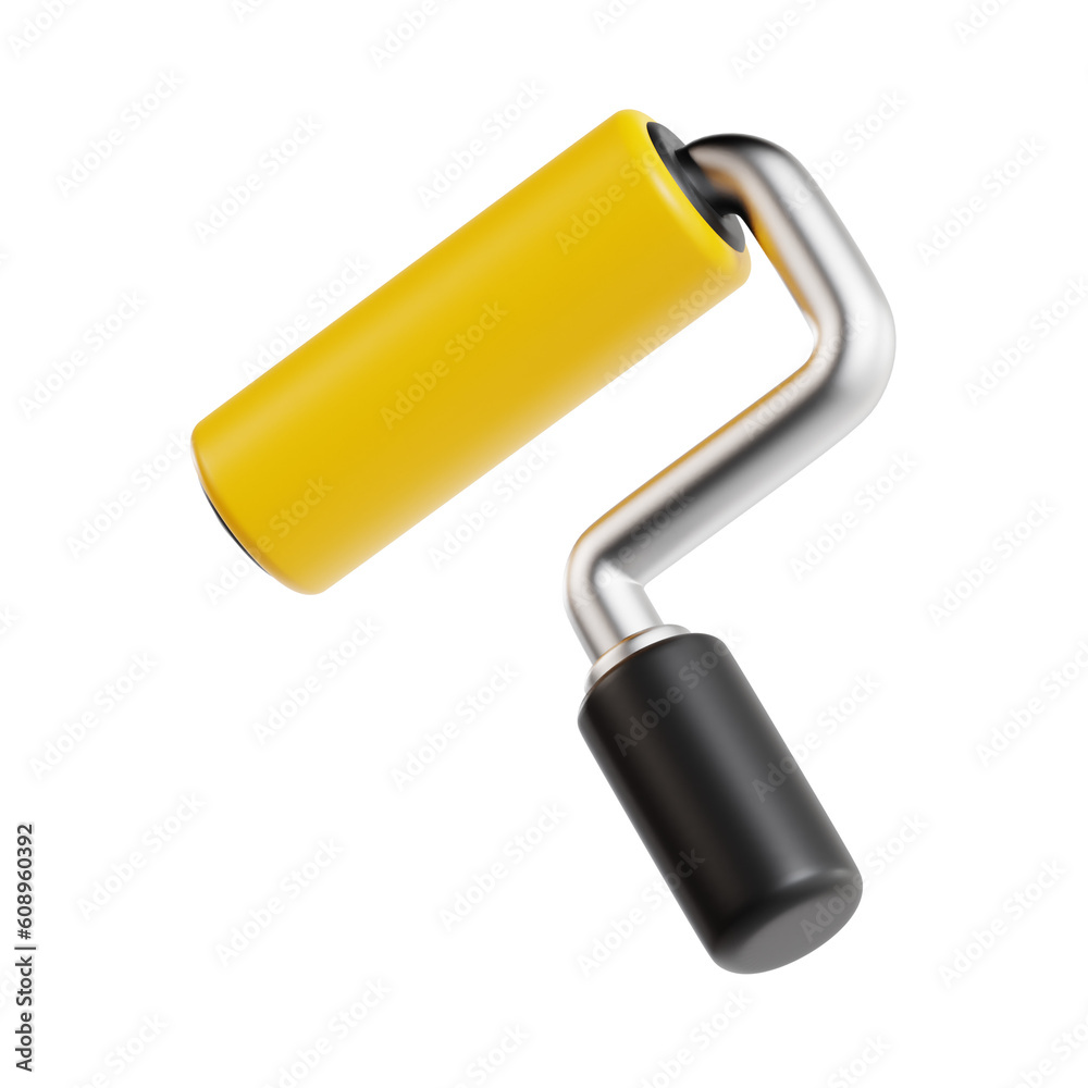 paint roller 3d render icon illustration, transparent background, construction tool paint roller 3d render icon illustration, transparent background, construction tool