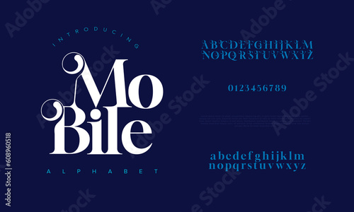 Elegant luxury abstract wedding fashion logo font alphabet. Minimal classic  urban fonts for logo, brand etc. Typography typeface uppercase lowercase and number. vector illustration