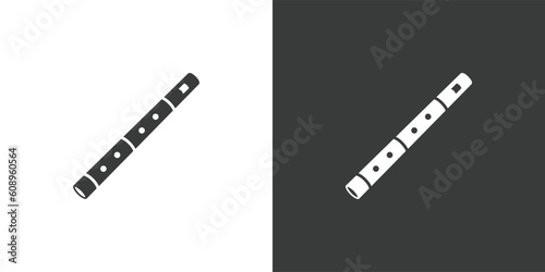 Bamboo flute flat web icon. Bamboo flute logo design. Woodwind instrument simple flute sign silhouette solid black icon vector design. Musical instruments concept