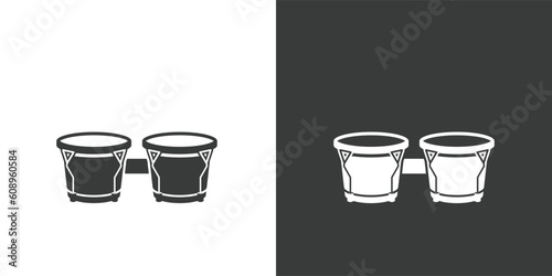 Bongo drum flat web icon. Bongos logo design. Percussion instrument simple pair of bongo drums sign silhouette solid black icon vector design. Musical instruments concept