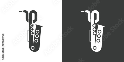 Baritone saxophone flat web icon. Saxophone logo design. Brass instrument simple baritone saxophone sign silhouette icon. Saxophone solid black icon vector design. Musical instruments concept