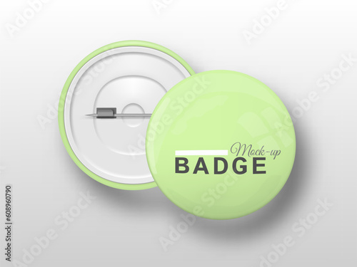 3D Glossy Pin Badge Mockup With Shadow