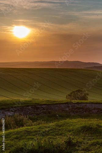 Looking out over the South Downs at sunset