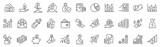 Set of line icon related to income, salary, money, business. Outline icon collection. Editable stroke. Vector illustration