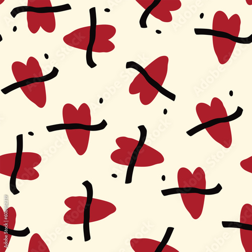 Valentines Day pattern with vibrant expressive lips.