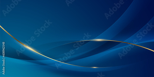 blue abstract background with luxury golden elements vector illustration