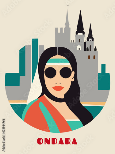 Ondara: Beautiful vintage-styled poster with a woman and the name Ondara in Valencia photo