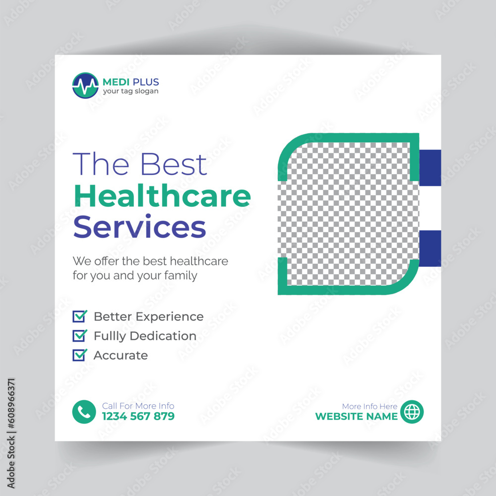 Healthcare marketing social media post template square banners or healthcare flyer Healthcare marketing social media post template square banners or healthcare flyer