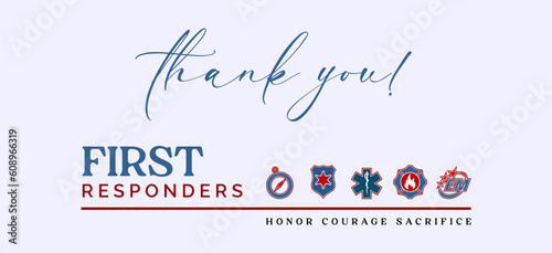 National First Responders Day Holiday concept. Template for background, banner, card, poster, t-shirt with text inscription photo