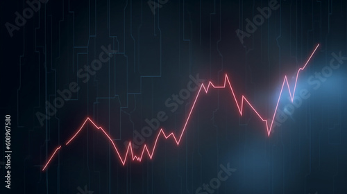 illustration Business success and growth concept.Stock market business graph chart on digital screen.Forex market, Gold market. Generative AI.
