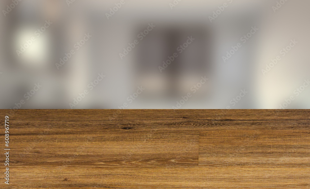 Clean and fresh bathroom with natural light. 3D rendering.. Blank paintings. Mockup., Background with empty wooden table. Flooring. Clean and fresh bathroom with natural light. 3D rendering.. Blank paintings. Mockup., Background with empty wooden table. Flooring.