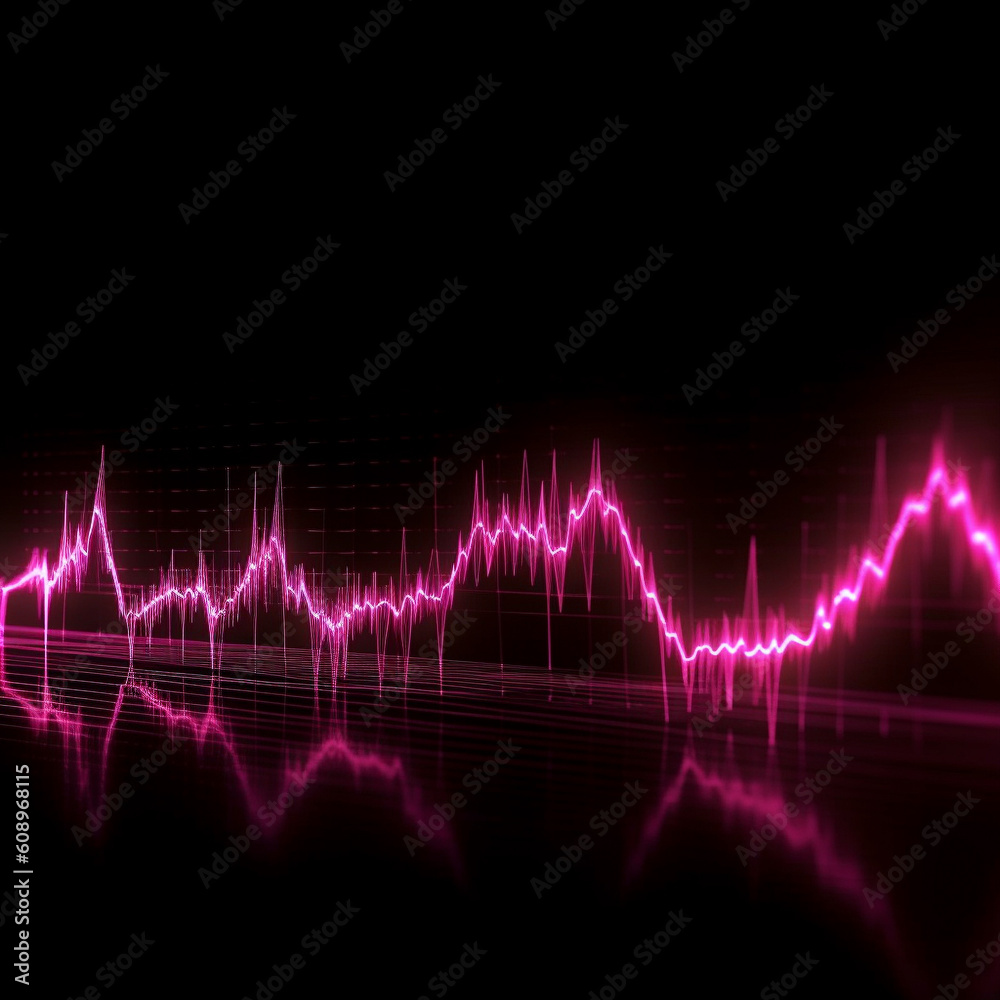 Electrocardiogram of the heart on a dark background. Generative AI.