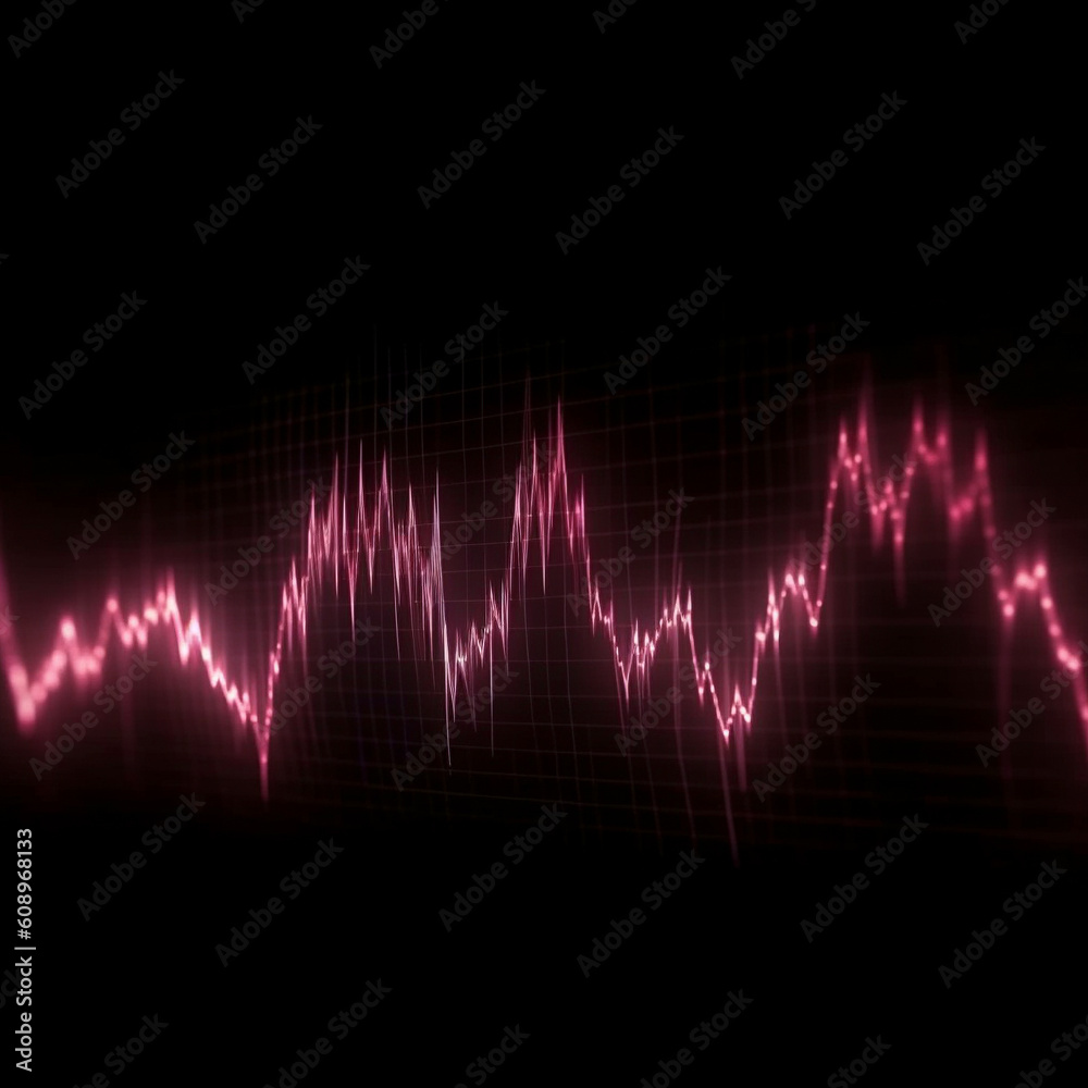 Electrocardiogram of the heart on a dark background. Generative AI.