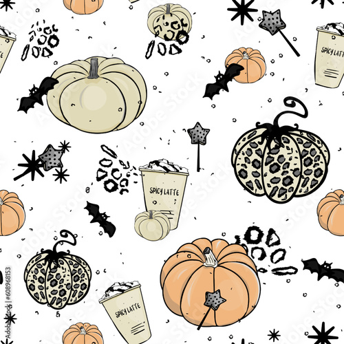 Halloween pattern Trick or treat and guising illustration. Pattern pumpkin for Halloween design. Vector illustration as a blank for a designer, logo, icon, textiles
