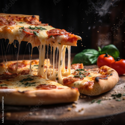 Fresh Homemade Italian Pizza Margherita with buffalo mozzarella and basil