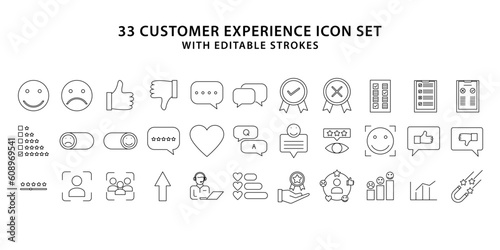 Testimonial, User Feedback and Customer Support related icon set.  Feedback Outline Icon Collection. Customer service icon set.