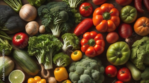 Fresh vegetable background  mixed vegetable background. Generative AI.