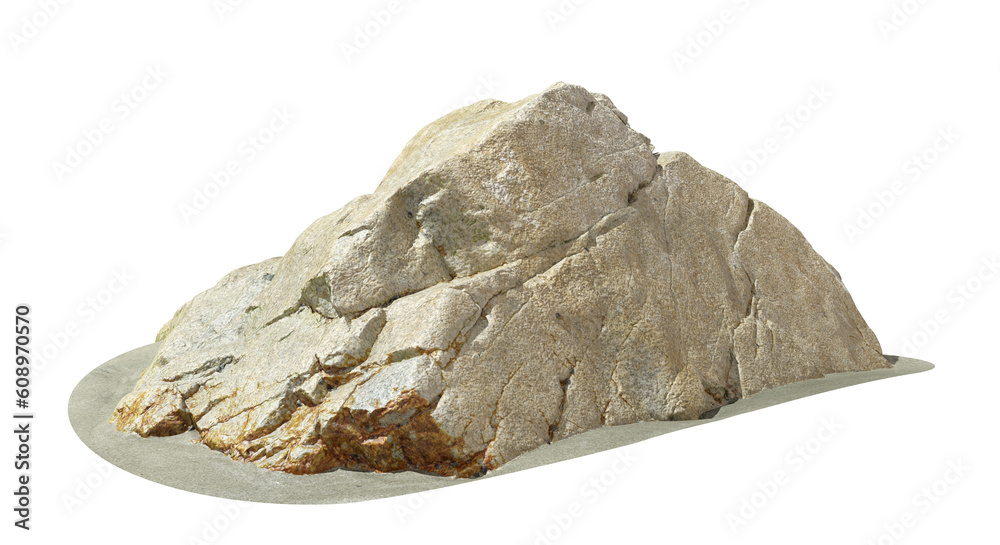 Nature heavy rock coarse crack isolate backgrounds 3d render png