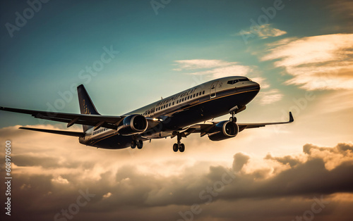 a passenger jet is flying