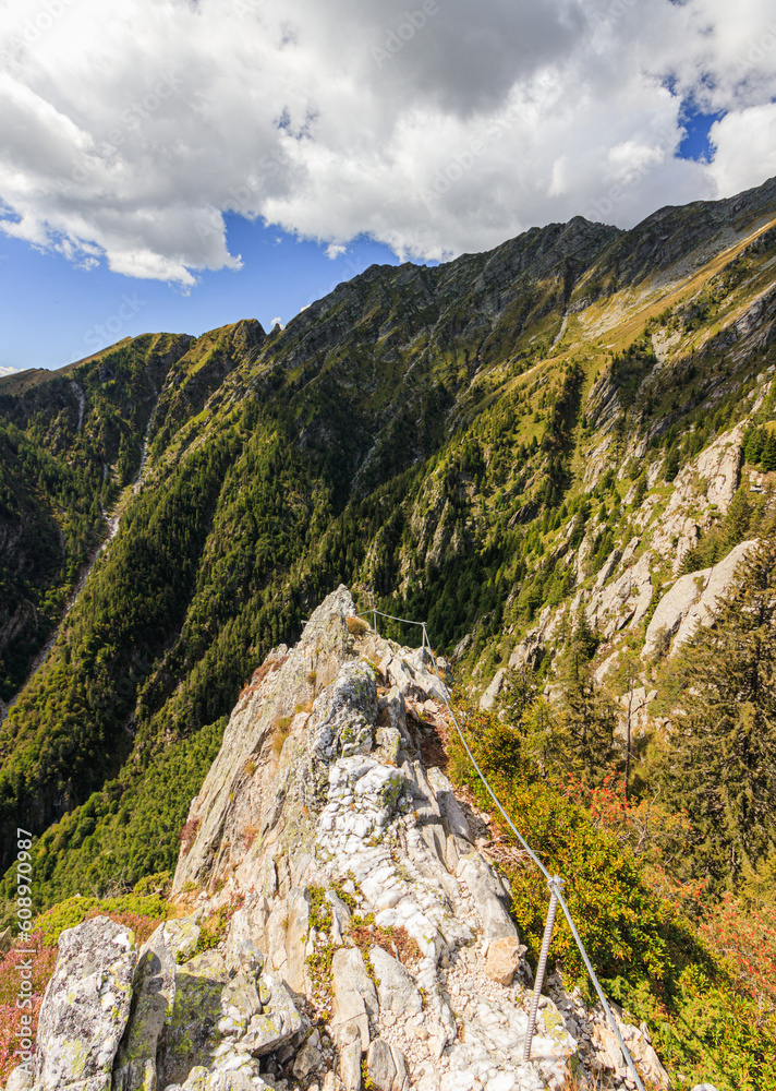 Fototapeta premium Via Ferrata, Mornera Sasso Torrasco alps alpine, hiking, climbing