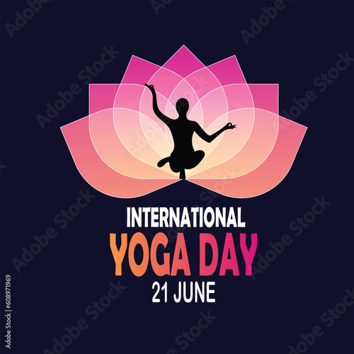 International Yoga Day. June 21. vector illustration Suitable for greeting card, poster and banner.