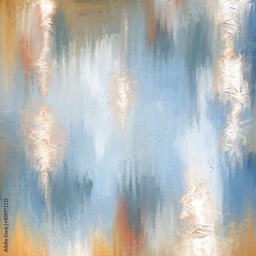 Abstract hand painted mixed media wall art canvas design with gold foil