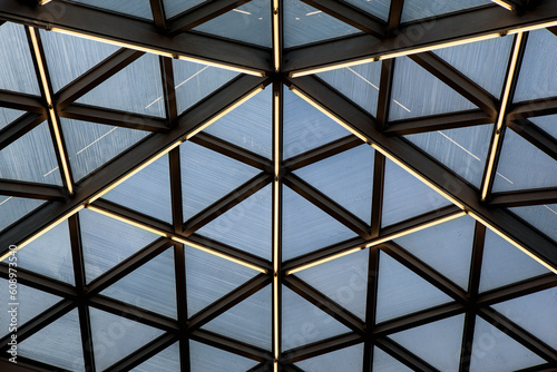 Close up of glass and steel architecture