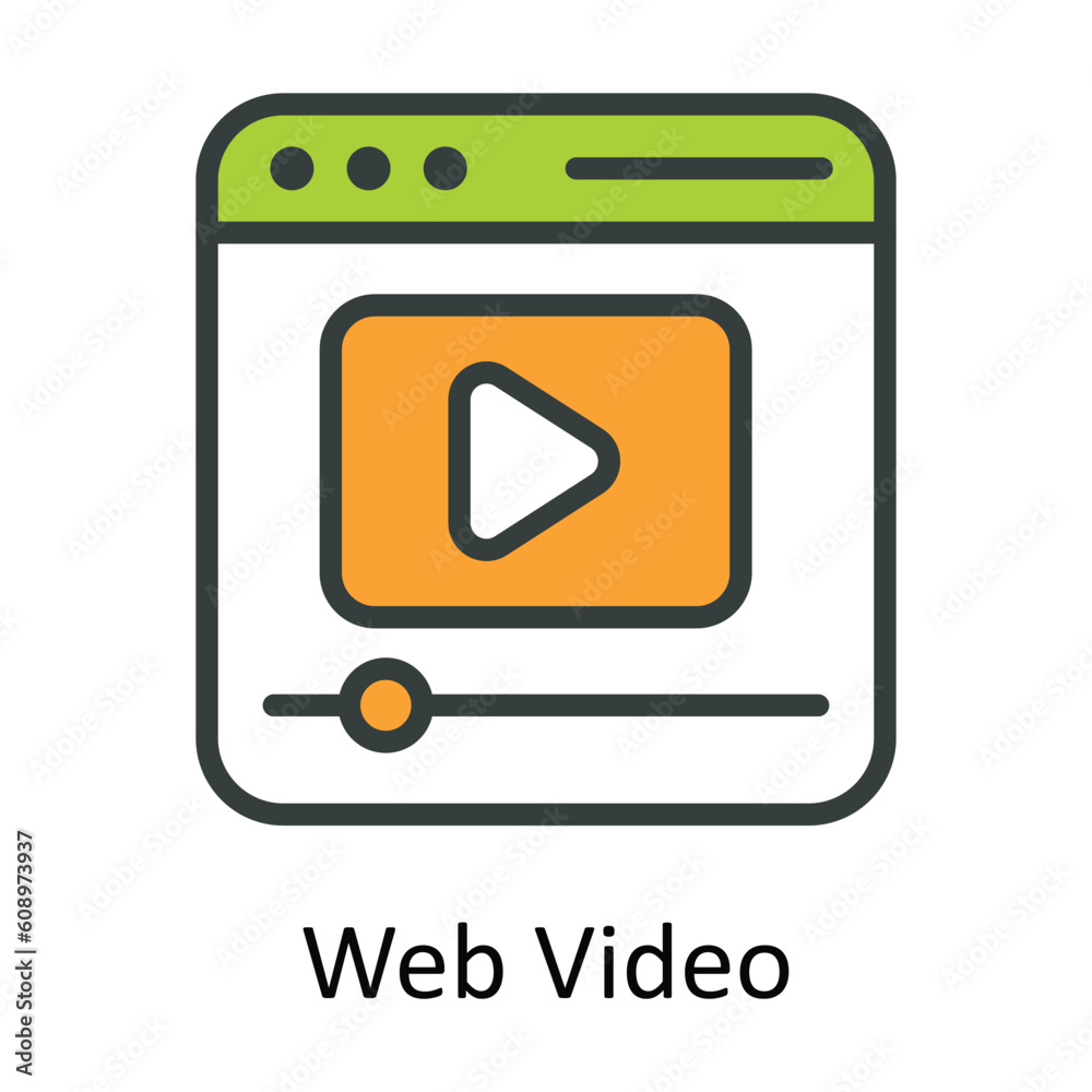 Web Video Vector Fill outline Icon Design illustration. Digital Marketing Symbol on White background EPS 10 File Web Video Vector Fill outline Icon Design illustration. Digital Marketing Symbol on White background EPS 10 File