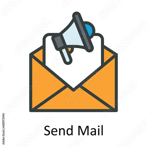 Send Mail Vector  Fill outline Icon Design illustration. Digital Marketing  Symbol on White background EPS 10 File