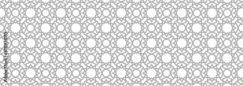 Historic Decorative All Over pattern. Vintage tilework and textiles grey Geometric Design. Islamic moorish interlaced abstract art.