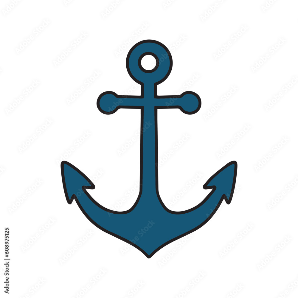 Anchor vector icon. Nautical maritime simple illustration graphic doodle design. Vector illustration Anchor vector icon. Nautical maritime simple illustration graphic doodle design. Vector illustration