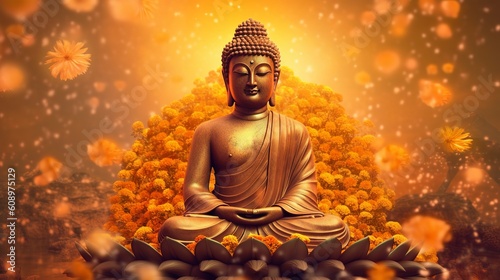 Illustation for happy vesak day  buddha images  Generative Ai