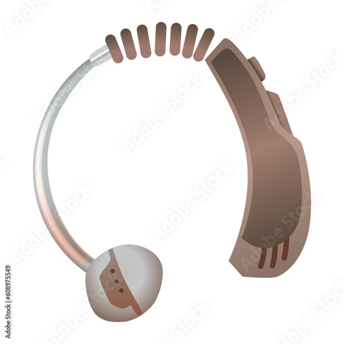 Hearing aid. Sound amplifier for patients with hearing loss. Medicine and health. Realistic object. Treatment and prosthetics in otolaryngology