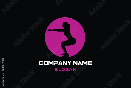 fitness women logo print. Beauty fitness sticker, poster vector