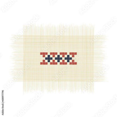 The Bakers Wife, Palestinian embroidery Tatreez symbol drawing over white background